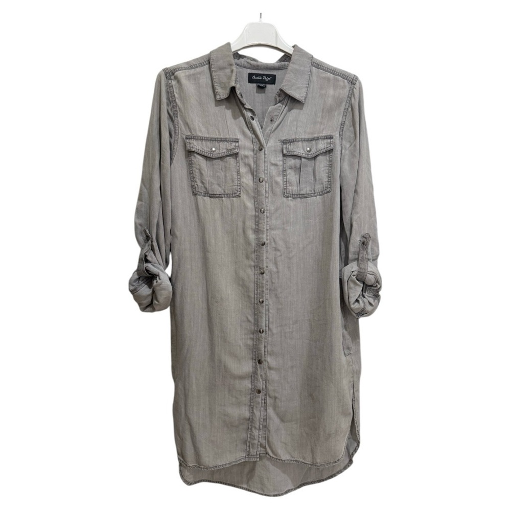 NWOT Charlie Paige Gray Snap-Up Shirt Dress Sz S